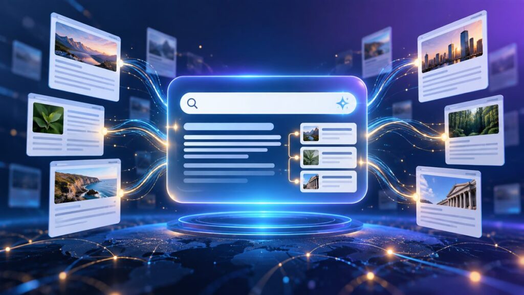 Busca com inteligência artificial conectando fontes de conteúdo confiáveis